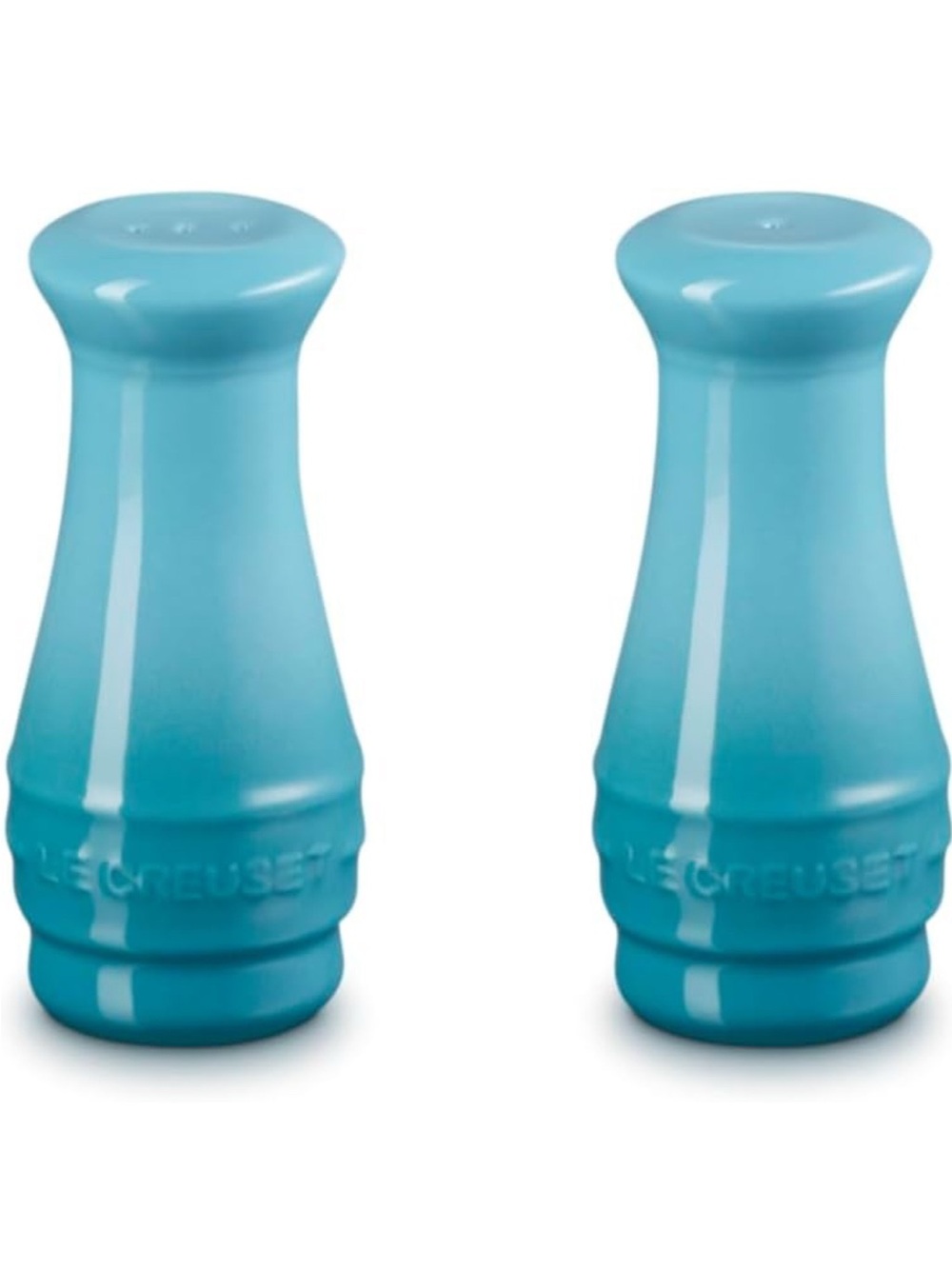 NEW Le Creuset Turquoise Caribbean  Ceramic Salt & Pepper Shakers